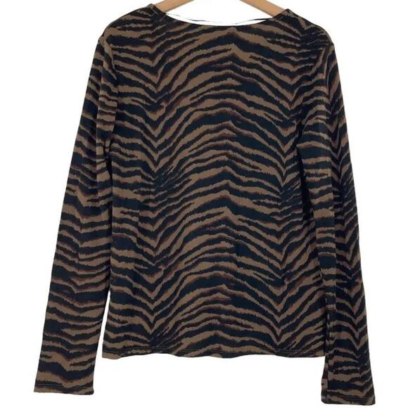 Sanctuary V-Neck Pocket Pullover Sweater Top XL/Extra Large in Tiger Stripe NWT - Picture 3 of 6